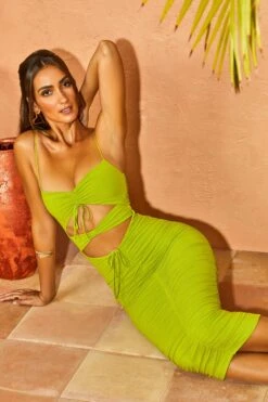Cut Out Midi Dress In Green -Glam Dress Store 5141 10 Callisto Green Cut Out Midaxi Dress