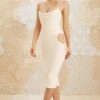Cut Out Hip Midi Dress In Ivory -Glam Dress Store 5177 5 Fleur Ivory Cut Out Hip Midi Dress