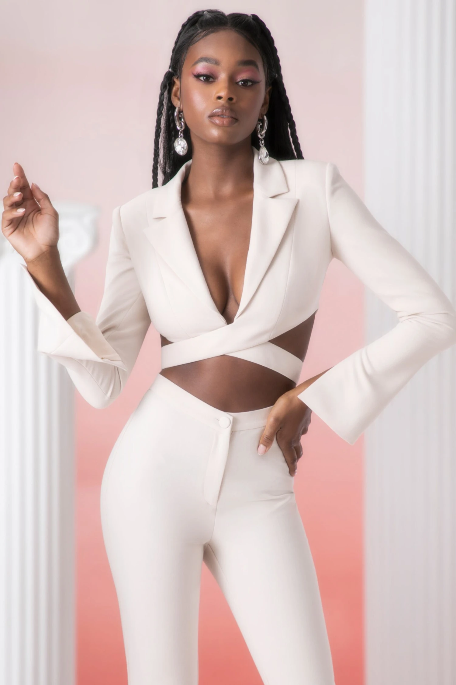 Cropped Blazer In Stone 3 Cropped Blazer In Stone