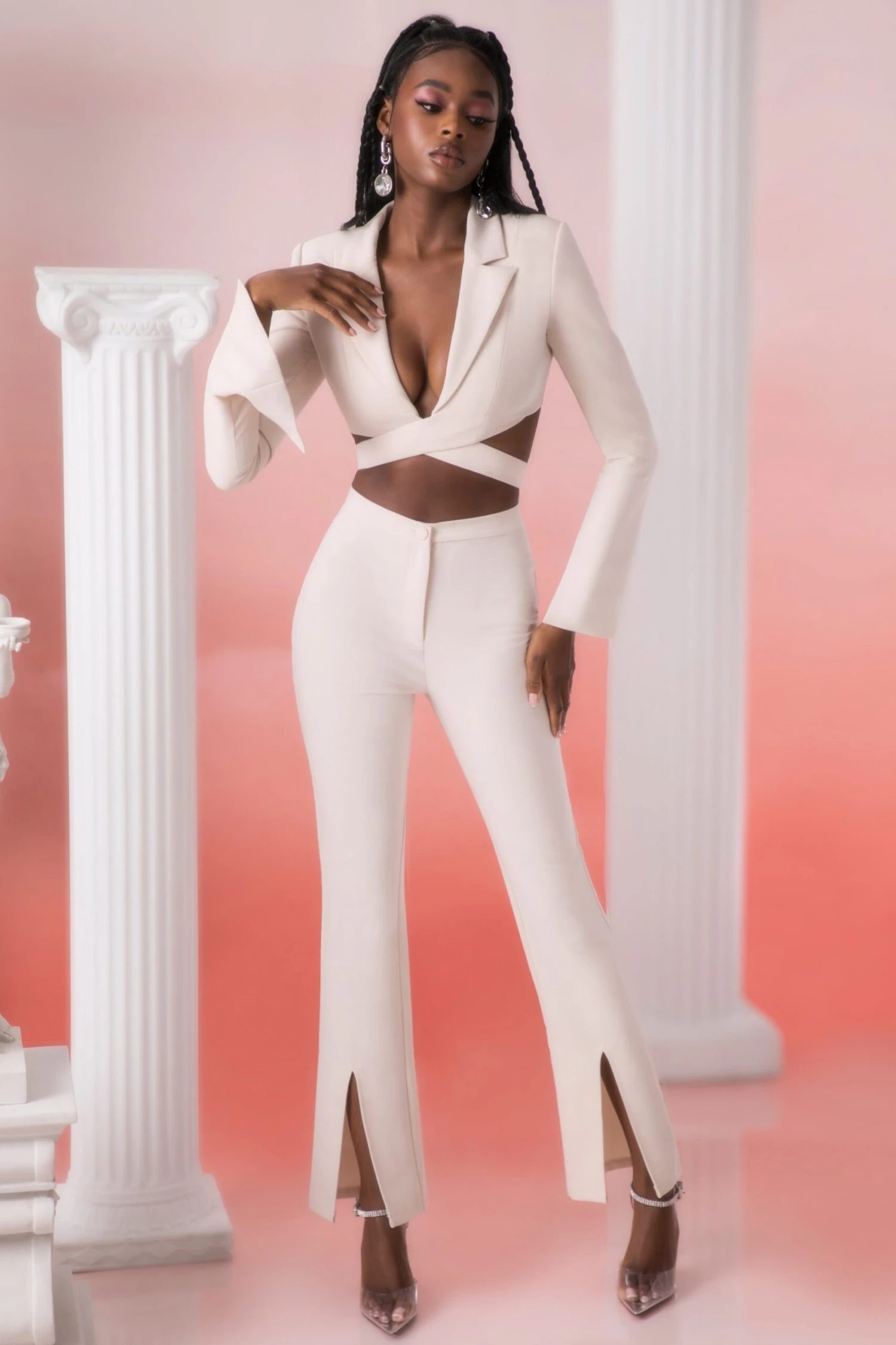 Cropped Blazer In Stone 10 Cropped Blazer In Stone - Image 8