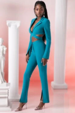 Flare Trousers In Teal -Glam Dress Store 5303 5315 4 meraki teal wrap 1