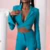 Cropped Blazer In Teal -Glam Dress Store 5303 5315 9 meraki teal wrap