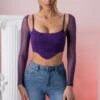 Long Sleeve Crop Top In Violet -Glam Dress Store 5306 8 eros violet long sleeve corset top