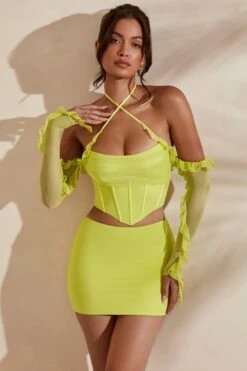 Long Sleeve Cowl Neck Corset Crop Top In Lime -Glam Dress Store 5311 5985 2 Noemi Kesara Lime Frill Detail Cowl Neck Corset Top Split Micro Mini Setcopy 0f301e92 8784 4555 9cbb f88493ec8c92