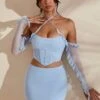 Micro Mini Skirt In Light Blue 2 Micro Mini Skirt In Light Blue -Glam Dress Store 5311 5985 3 Noemi Kesara Light Blue Frill Detail Cowl Neck Corset Top Split Micro Mini Set 4f71b812 4de9 440b b7f7 1abf4185d88e