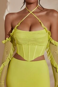 Long Sleeve Cowl Neck Corset Crop Top In Lime -Glam Dress Store 5311 5985 5 Noemi Kesara Lime Frill Detail Cowl Neck Corset Top Split Micro Mini Setcopy 2bb93924 9893 4b43 8515 bd57d4063115