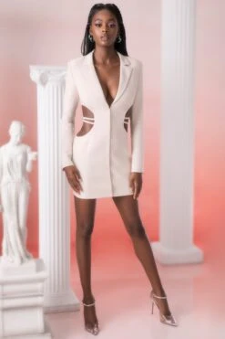 Blazer Mini Dress In Stone