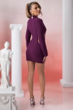 Blazer Mini Dress In Wine -Glam Dress Store 5312 8 kardia wine waist belt detail blazer dress