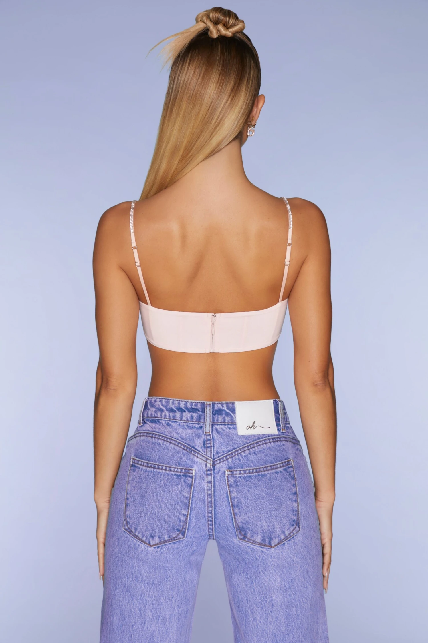 Embellished Strap Crop Top In Blush 4 Embellished Strap Crop Top In Blush - Image 2