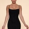Embellished Cowl Neck Mini Dress In Black -Glam Dress Store 5322 2 Seychelles Black Scoop Neck Mini Dress