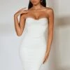 Corset Midi Dress In Ivory -Glam Dress Store 5387 4 First Class White Overlay Corset Back Split Midi Dress