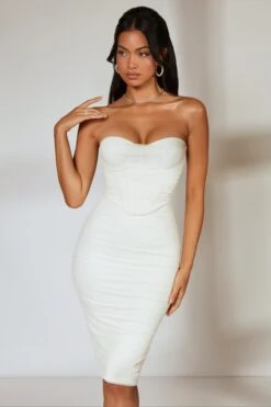 Corset Midi Dress In Ivory