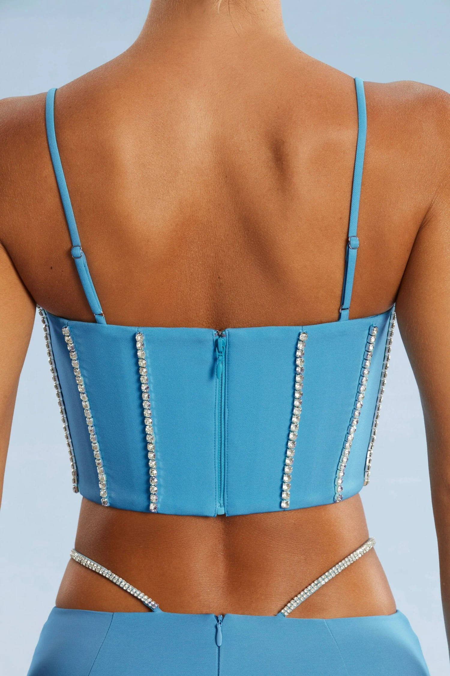 Embellished Corset Crop Top In Blue 10 Embellished Corset Crop Top In Blue - Image 8