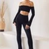 High Waist Split Flare Leggings In Black 1 High Waist Split Flare Leggings In Black -Glam Dress Store 5431 5451 1 Renata Gaia Black Bardot Long Sleeve Crop Top Split Side Flare Trousers 9897f020 0ac8 455a 9c57 ae0d9b7acff7
