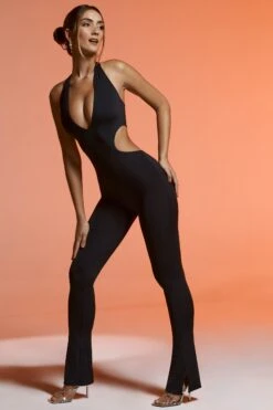 Plunge Neck Cut Out Jumpsuit In Black -Glam Dress Store 5444 2 Black Cut Out Plunge Jumpsuit 1 782833bd 7fe0 439c 9d43 c7d317317708