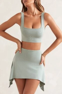 Scoop Neck Crop Top In Sage 13 Scoop Neck Crop Top In Sage -Glam Dress Store 5453 5455 3 Jora Sage Scoop Midi Top Laela Asymmetric Hem Mini Dress