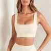 Scoop Neck Crop Top In Ivory -Glam Dress Store 5453 5455 9 Jora Ivory Scoop Midi Top Laela Asymmetric Hem Mini Dress