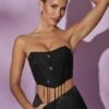 Embellished Corset Top In Black -Glam Dress Store 5575 5398 2 Black Esmerelda Crystal Trim Corset Pia Skirt 3