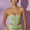 Embellished Corset Top In Sage