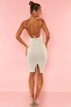 New Products -Glam Dress Store 5585 9 Riviera White Embellished Midi Dress