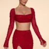 High Waist Thigh Split Mini Skirt In Red 2 High Waist Thigh Split Mini Skirt In Red -Glam Dress Store 5591 1 BelleIle Red High Waisted Skirt