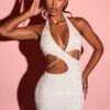 Halter Neck Cut Out Mini Dress In White -Glam Dress Store 5592 1 St Tropez White Cut Out Mini Dress