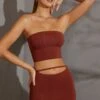 Bandeau Crop Top In Brick