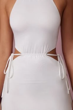 High Neck Mini Dress In Ivory -Glam Dress Store 5670 1 Eulalie Ivory High Neck Mini