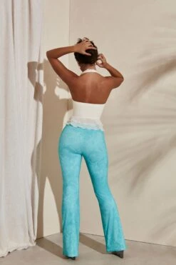 Detail Flare Trousers In Teal Print -Glam Dress Store 5709 5704 12 Titaso Ivory Print Ruffle Halter Top Flare Trouserscopy2 554c3e56 0ba2 44be 8244 a2d821fae46c