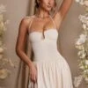 Halter Neck Asymmetric Mini Dress In Cream -Glam Dress Store 5817 7 Blanca Cream Asymmetric Hem Dress