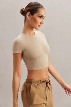 Monowire Crop Top In Stone 11 Monowire Crop Top In Stone -Glam Dress Store 5827 6 Aara Stone Monowire Crop Top