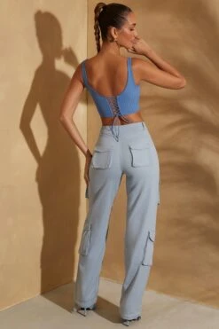 Scoop Neck Lace Up Back Crop Top In Dark Blue 25 Scoop Neck Lace Up Back Crop Top In Dark Blue -Glam Dress Store 5841 6757 9 Parker Light Blue Zia Dark Blue Ribbed Crop Top Cargos 2739d981 e1b3 481f bf7f 2b44dc94a0c1