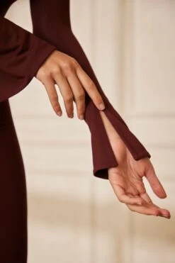 Sweetheart Neckline Long Sleeve Jumpsuit In Brown -Glam Dress Store 5844 3 Amata Brown Sweetheart Long Sleeve Jumpsuit 055868b1 315c 4a6d b44a 69fb725fdd24