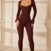 Sweetheart Neckline Long Sleeve Jumpsuit In Brown -Glam Dress Store 5844 5 Amata Brown Sweetheart Long Sleeve Jumpsuit 705d62ec caa0 49fe b616 34ef01508b44
