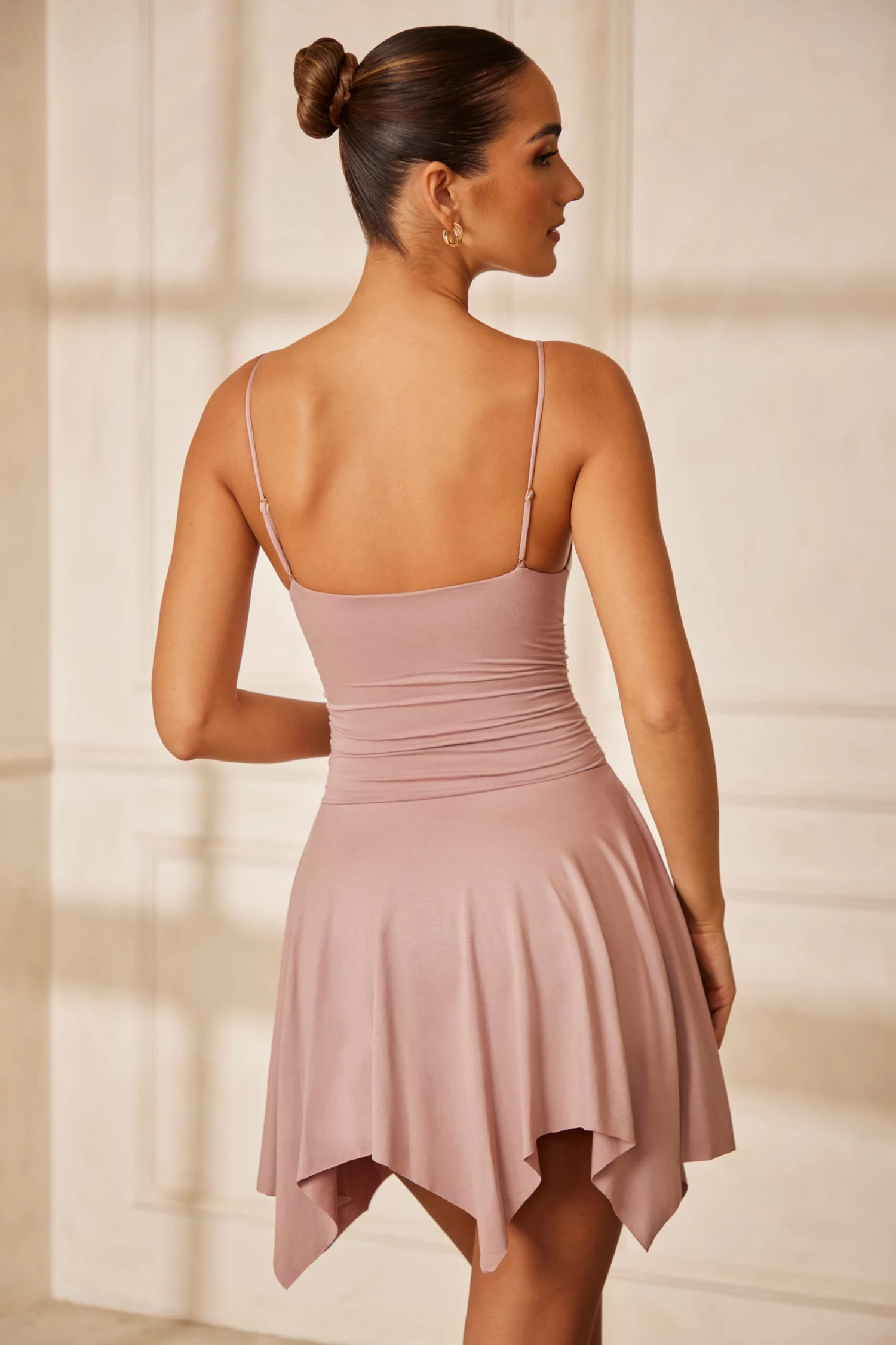 Ruched Mini Dress In Mauve 4 Ruched Mini Dress In Mauve - Image 2