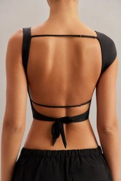 Cowl Neck Crop Top In Black -Glam Dress Store 5863 9 Yindi Black Cowl Neck Top