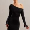 Off The Shoulder Mini Dress In Black -Glam Dress Store 5867 6 Lilardia Black Open Back Mini Dress