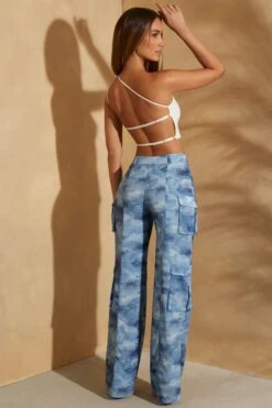 One Shoulder Open Back Crop Top In White -Glam Dress Store 5868 6787 3 Alora White One Shoulder Top Zion Blue Print Cargo Trouser 2ed71bdb 3b7d 47d2 ae30 1539da39d4da
