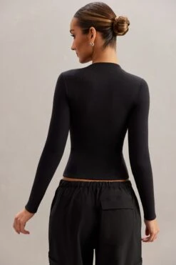 Long Sleeve Crop Top In Black 13 Long Sleeve Crop Top In Black -Glam Dress Store 5873 8 Ilina Black Long Sleeve Zip Up Top 6aac64e3 3154 4426 8d74 a23de4729d04