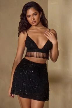 Embellished Bra Top In Black -Glam Dress Store 5926 6744 10 Vaira Luz Black Embellised Bra Top A Line Skirt bc971ce8 70bd 4655 91dd 3e83293af152