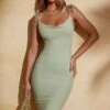 Cowl Neck Backless Midi Dress In Sage Green -Glam Dress Store 5933 7 Dali Sage Green Backless Midi Dress