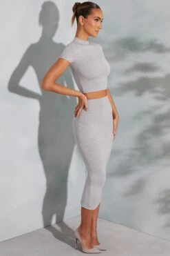 Contrast Stitch Midaxi Skirt In Marled Grey -Glam Dress Store 6047 6048 6 Arwen Irie Grey Contrast Stitch Top Midaxi Skirt ede9e1ff 47c9 47d7 be3a a2325013c635