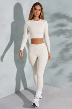 High Waist Leggings In Ivory -Glam Dress Store 6055 6064 12 Camden Lori White Seamless Crop Top Leggings 496c6e98 3995 4e54 ae35 f2d311b497e7