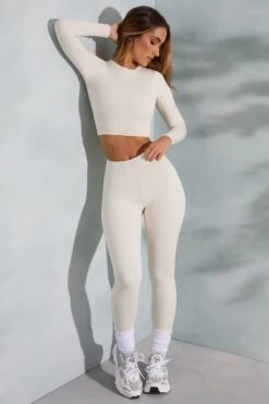 High Waist Leggings In Ivory -Glam Dress Store 6055 6064 2 Camden Lori White Seamless Crop Top Leggings 36d3ad8f 2f99 45e6 94f4 74f68bd1d116