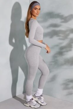 High Waist Leggings In Marled Grey -Glam Dress Store 6055 6064 4 Camden Lori Marled Grey Seamless Crop Top Leggings 56b739f3 e776 4bd7 8f37 06635a64838d