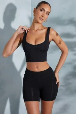 Sweetheart Neckline Crop Top In Black -Glam Dress Store 6056 6058 14 Taron Trista Black Shorts Contour Crop Top fa0b8dee 4cc3 49a1 8d58 4fb8b3c13888