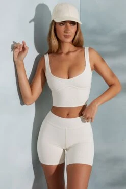 High Waist Biker Shorts In Ivory