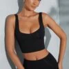 Sweetheart Neckline Crop Top In Black -Glam Dress Store 6056 6058 3 Taron Trista Black Shorts Contour Crop Top