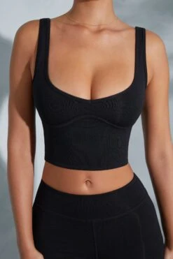 Sweetheart Neckline Crop Top In Black -Glam Dress Store 6056 6058 4 Taron Trista Black Shorts Contour Crop Top