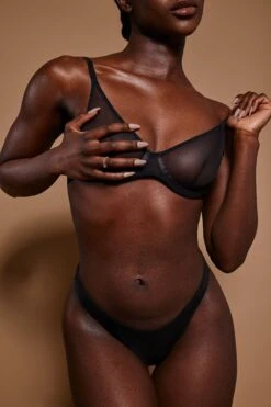 Soft Mesh Thong In Black -Glam Dress Store 6112 6128 3 Black Under wire Bra Thong 8c7196a4 0316 4e94 8aa5 a042a081cca1